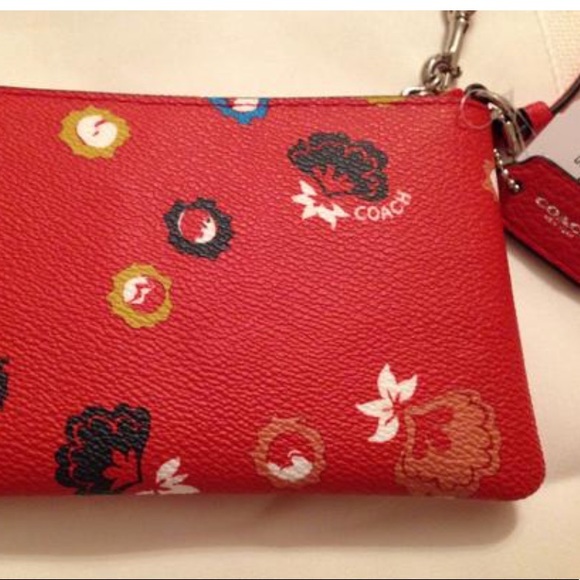 Coach carmine red floral wristlet - Picture 2 of 5